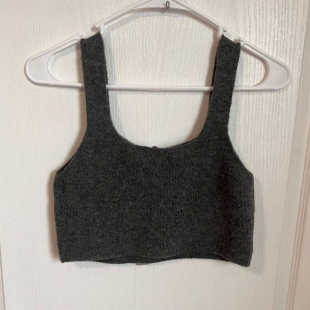 Everlane Women's Gray Cropped Cozy Stretch Tank Top Size Medium